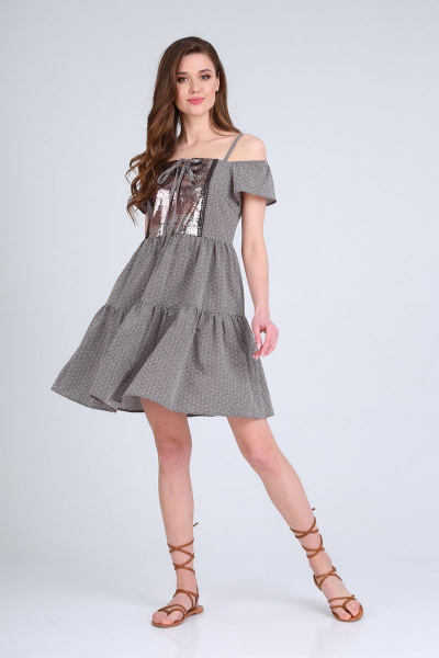 Платье из хлопка в горошек с воланом и реглан-рукавом AXXA 55170 - фото 2