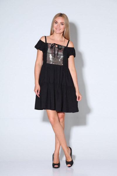 Летнее хлопковое платье с пайетками и кружевной отделкой AXXA 55170 А - фото 5