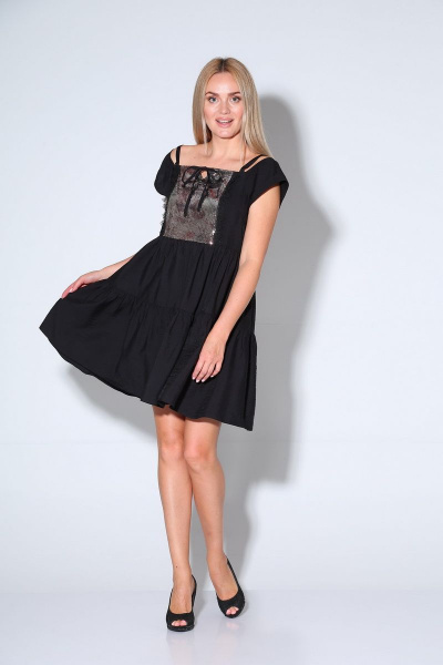 Летнее хлопковое платье с пайетками и кружевной отделкой AXXA 55170 А - фото 1