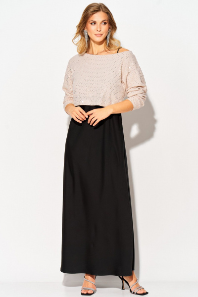 Джемпер, платье Laikony L-504 пудра+черный - фото 2
