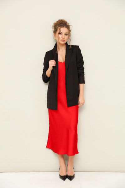 Демисезонный комплект жакет и платье с ремнем из текстиля PUR PUR 11-023/5 - фото 1