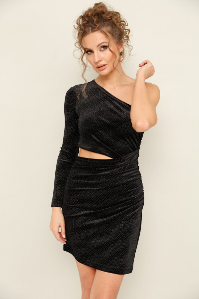 Платье из бархата с боковым вырезом и блестящими пайетками PUR PUR 11-159/1 - фото 3