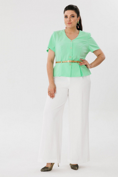 Летний жакет пиджачного кроя с рельефами и воротником- V Anelli 690.1 мята - фото 2