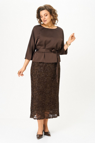 Блуза, юбка Koketka i K 1334 коричневый - фото 10