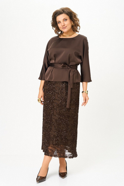 Блуза, юбка Koketka i K 1334 коричневый - фото 9
