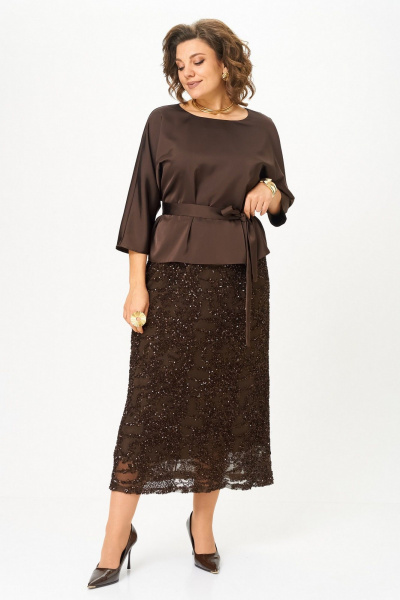Блуза, юбка Koketka i K 1334 коричневый - фото 8