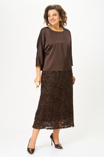 Блуза, юбка Koketka i K 1334 коричневый - фото 3