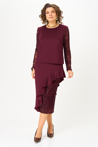 Блуза, юбка Koketka i K 1336 бордовый - фото 2