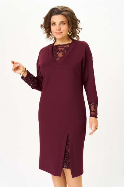 Платье Koketka i K 1337-1 бордовый - фото 9