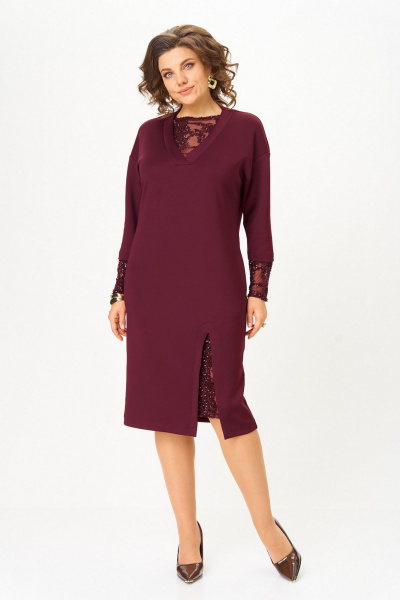 Платье Koketka i K 1337-1 бордовый - фото 8