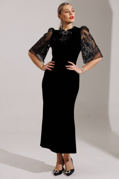 Платье Мода Юрс 25-2884 черный_гипюр - фото 2