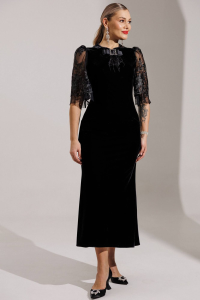 Платье Мода Юрс 25-2884 черный_гипюр - фото 1