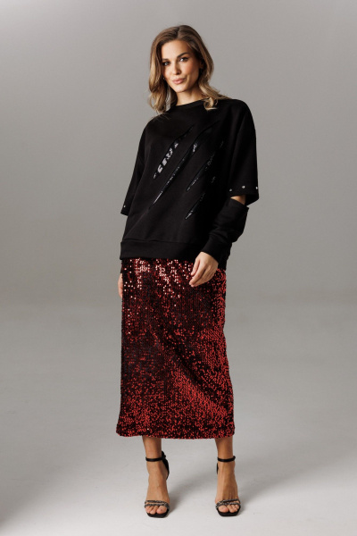 Блуза, юбка Ларс Стиль 1188 черный-красный - фото 6