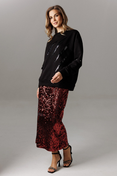 Блуза, юбка Ларс Стиль 1188 черный-красный - фото 3