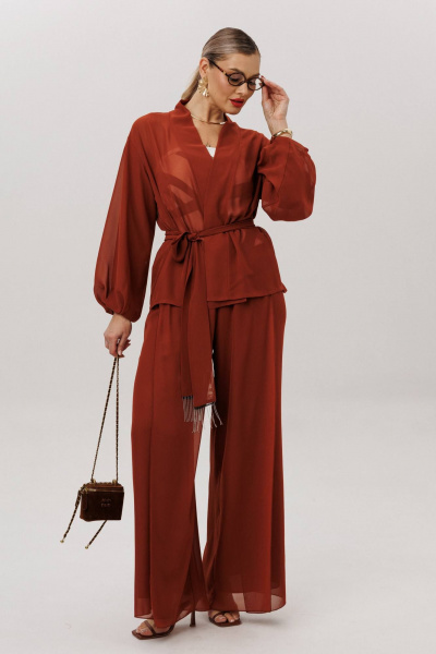 Блуза, брюки Anastasia 1063.1 табачный - фото 5