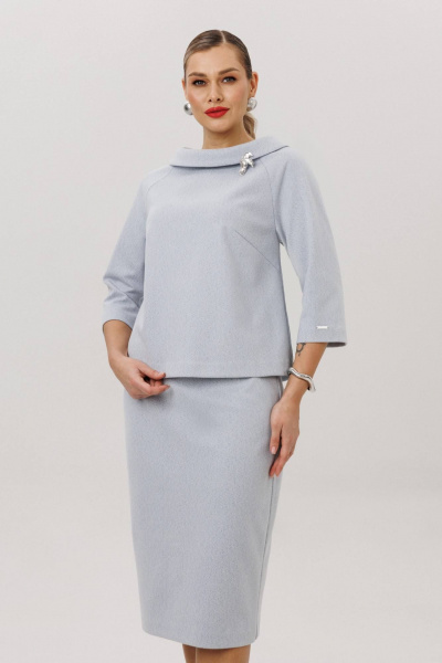 Блуза, юбка Anastasia 1163 серо-голубой - фото 7
