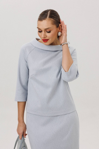 Блуза, юбка Anastasia 1163 серо-голубой - фото 4