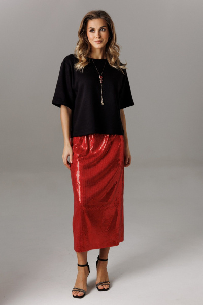 Блуза, юбка Ларс Стиль 1186 черный-красный - фото 6