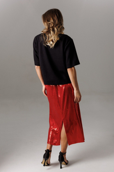 Блуза, юбка Ларс Стиль 1186 черный-красный - фото 3