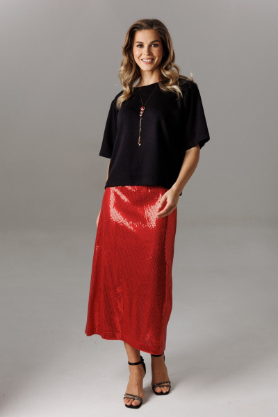 Блуза, юбка Ларс Стиль 1186 черный-красный - фото 2