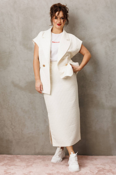 Жилет, юбка Anastasia 1305 молочный - фото 6