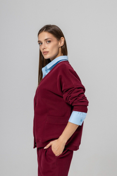 Брюки, кардиган Twok 952730 бургунди - фото 4