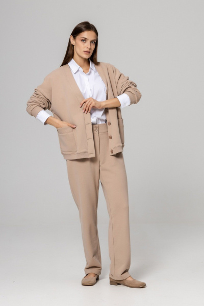 Брюки, кардиган Twok 952733 бежевый - фото 6