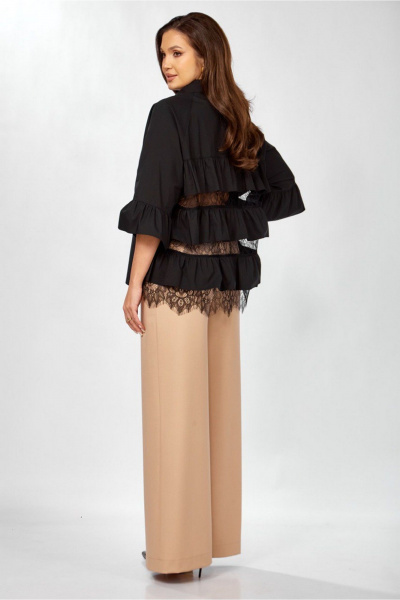 Блуза, брюки ZigzagStyle 625 черный+бежевый - фото 1