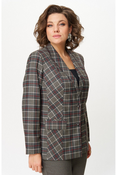 Жакет БелЭльСтиль 412-3_14_22 клетка красно-коричневая - фото 4