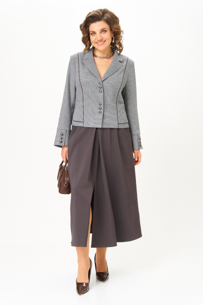 Жакет, юбка Aira Style 24133 серо-коричневый - фото 8