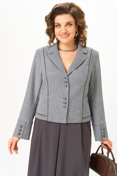 Жакет, юбка Aira Style 24133 серо-коричневый - фото 4