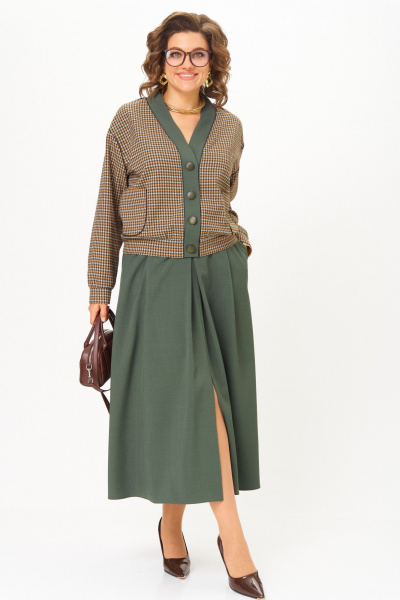 Бомбер, юбка Aira Style 24131-1 зеленый - фото 12