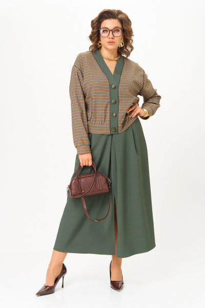 Бомбер, юбка Aira Style 24131-1 зеленый - фото 9