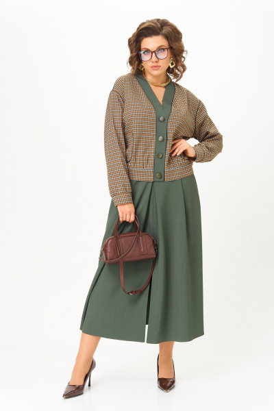 Бомбер, юбка Aira Style 24131-1 зеленый - фото 7