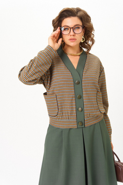 Бомбер, юбка Aira Style 24131-1 зеленый - фото 6