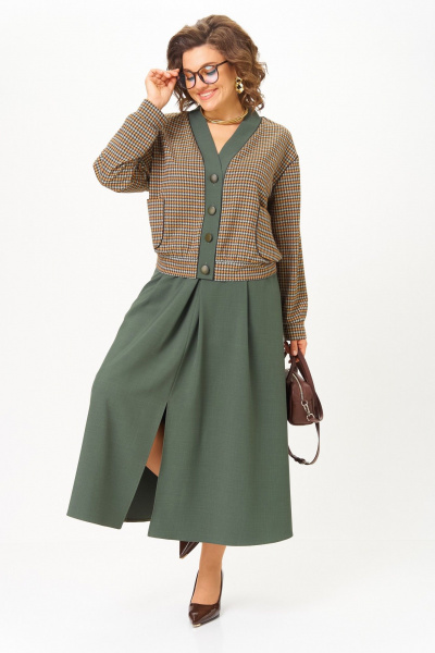 Бомбер, юбка Aira Style 24131-1 зеленый - фото 3