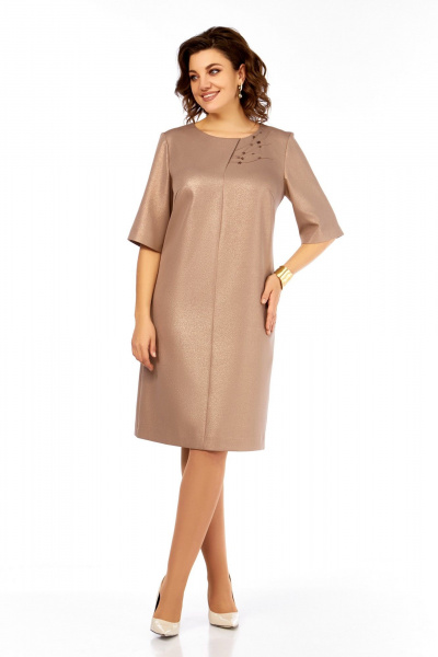 Платье Ольга Стиль С-980 бежево-золотой - фото 7