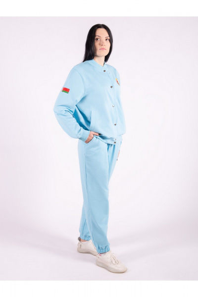 Костюм спортивный бомбер брюки больших размеров 8 Марта 1119-4С5128Д40-170 голубой - фото 3