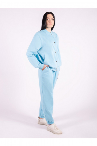 Костюм спортивный бомбер брюки больших размеров 8 Марта 1119-4С5139Д40-170 голубой - фото 1