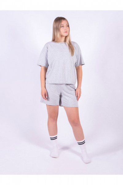 Футболка, шорты 8 Марта 150310-5С5024Д40-158,164 серый - фото 1