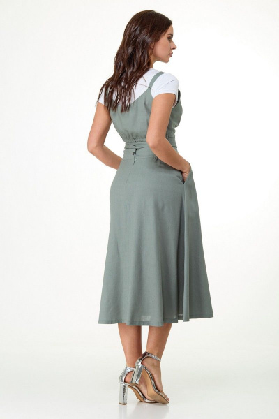 Летний комплект юбка и топ из льняной ткани с запахом Anelli 1017 зелень - фото 10