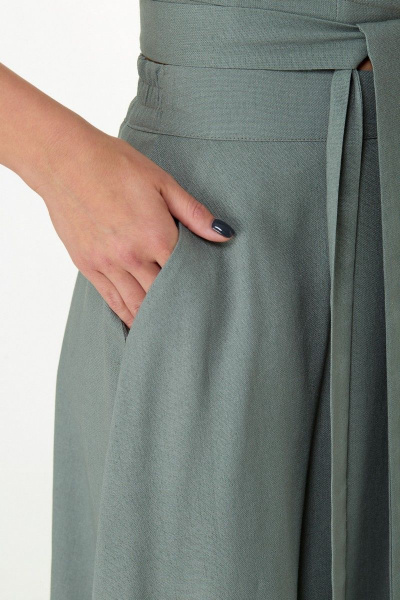 Летний комплект юбка и топ из льняной ткани с запахом Anelli 1017 зелень - фото 4