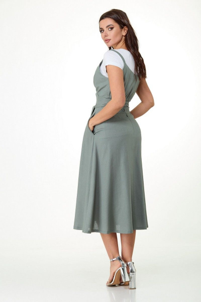 Летний комплект юбка и топ из льняной ткани с запахом Anelli 1017 зелень - фото 3