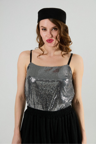 Топ NikVa 418-4 чёрный+серебро - фото 1