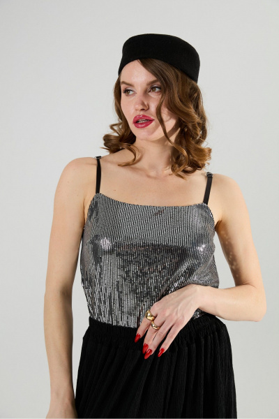 Топ NikVa 418-4 чёрный+серебро - фото 2