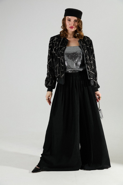 Топ NikVa 418-4 чёрный+серебро - фото 5