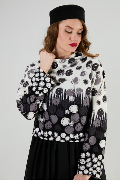 Платье NikVa 924-11 чёрно-бело-серый - фото 7