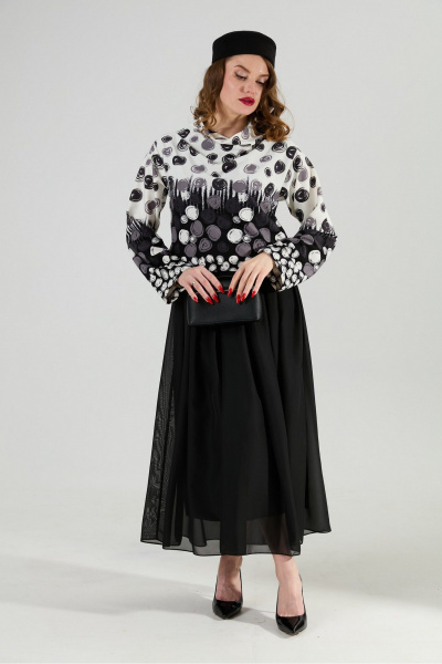 Платье NikVa 924-11 чёрно-бело-серый - фото 3