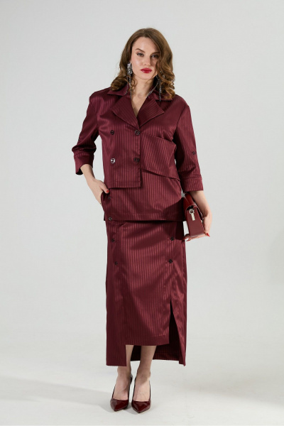 Юбка NikVa 971-5 бургунди_полоска - фото 2
