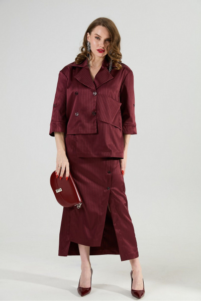 Юбка NikVa 971-5 бургунди_полоска - фото 7